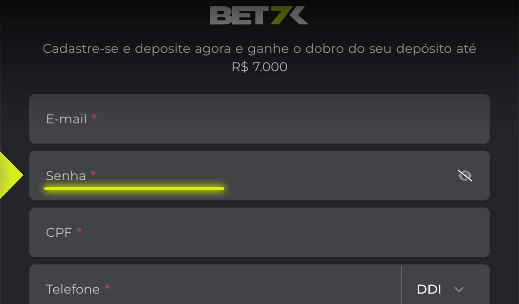 Bet7k Brasil Senha